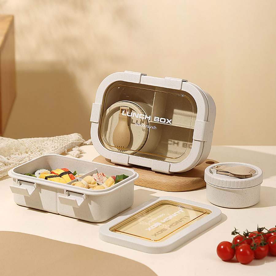 小麥稈分格飯盒(塑料